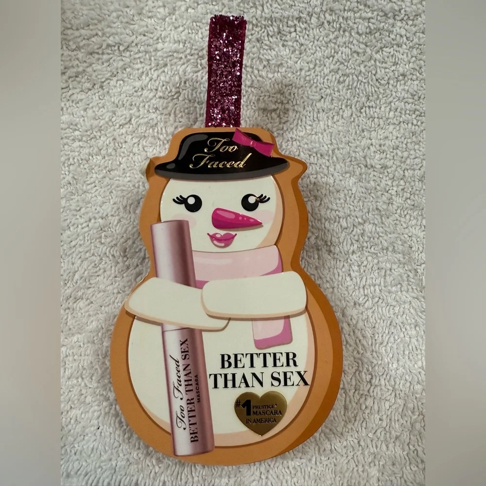 Too Faced Better Than Sex Mascara Snowman Ornament - Pink and Gold - Picture 1 of 5